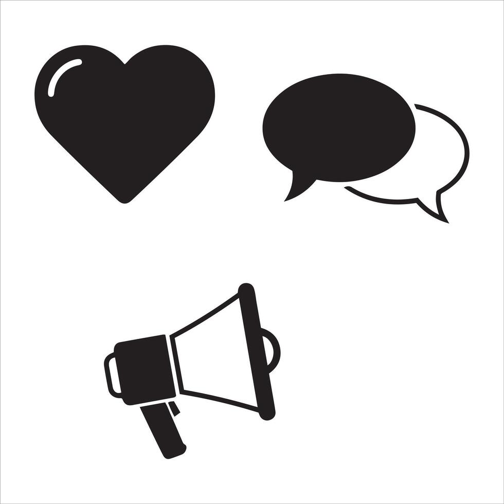 Social media interaction icons featuring like comment and settings vector