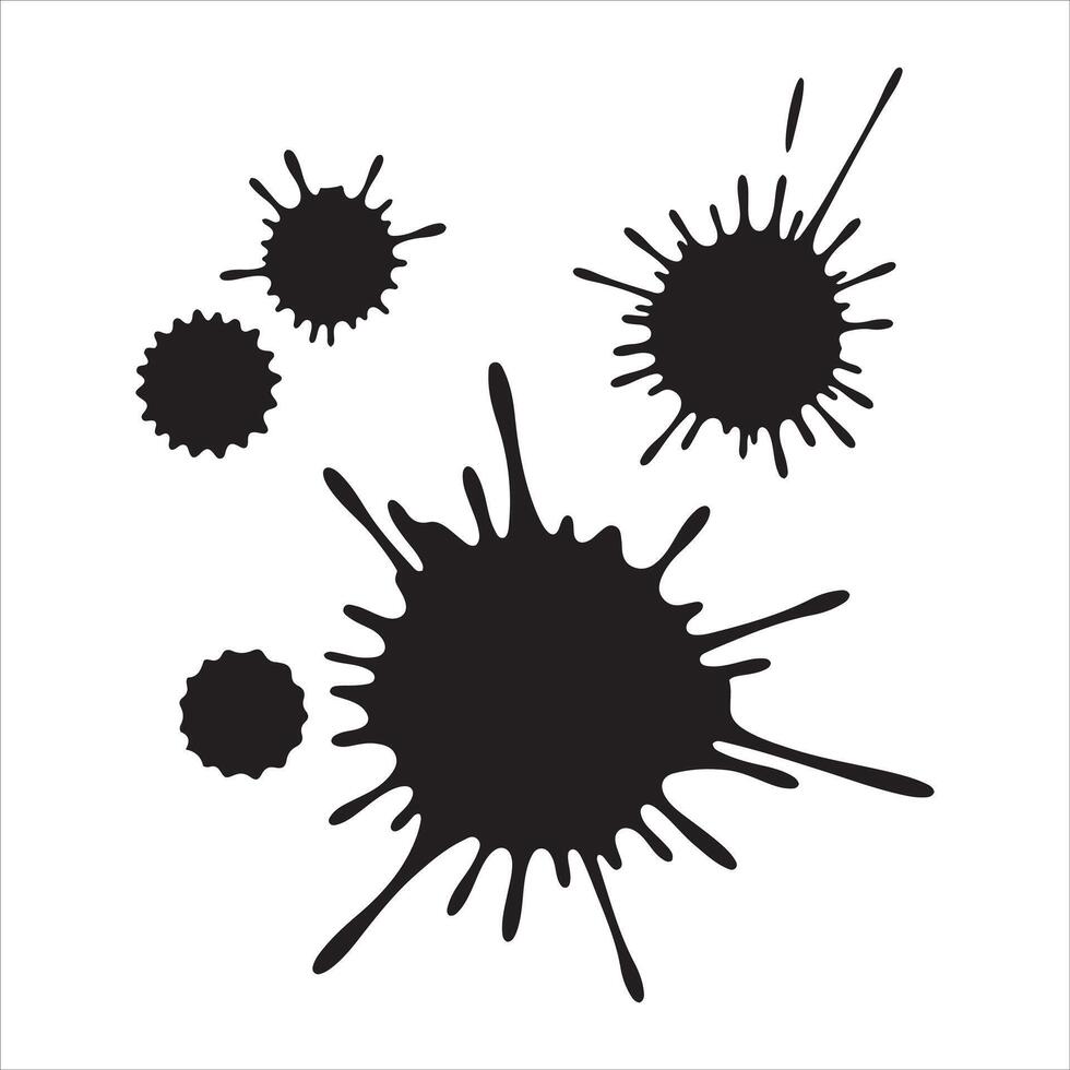 Collection of black splatters and drops on a white background vector