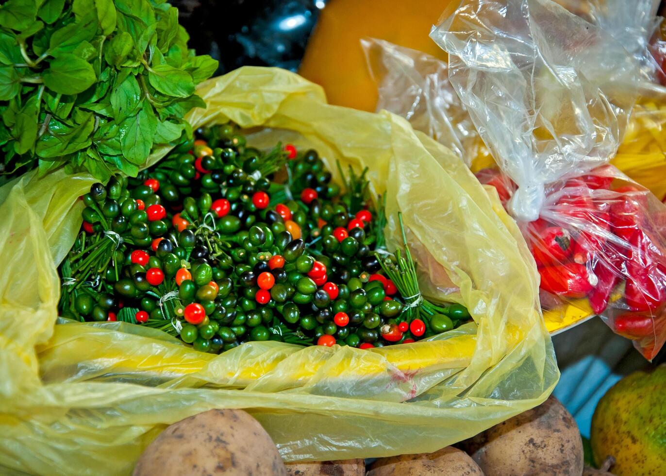 Piquin chili Capsicum annuum for sale in the market photo