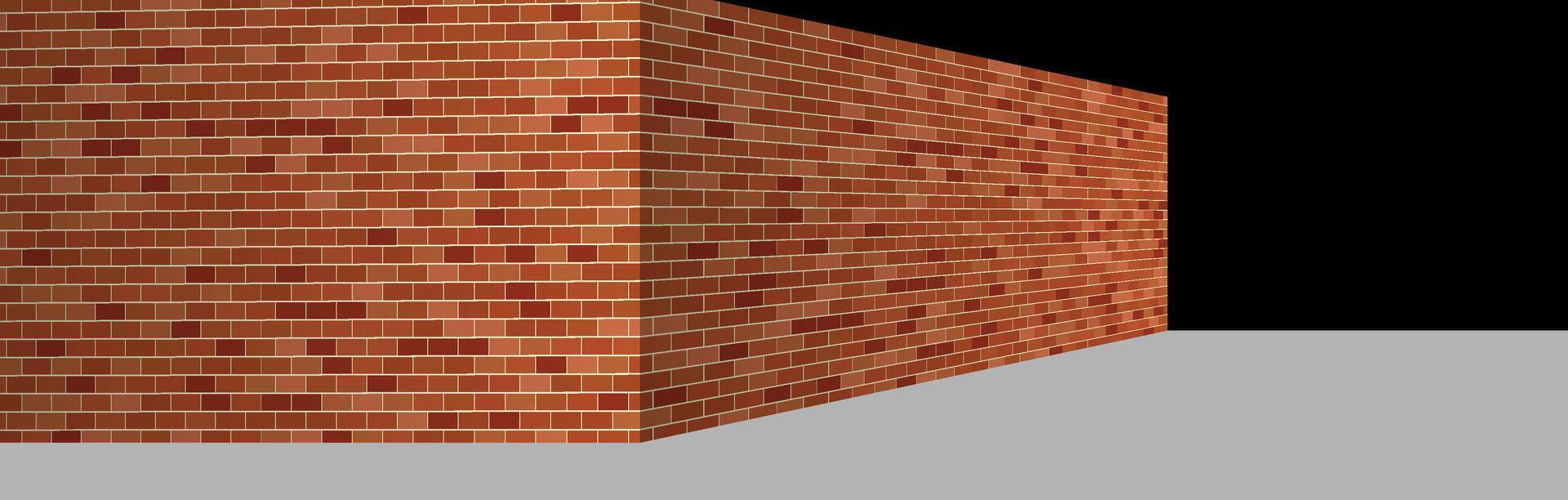 Red-brown brick wall corner banner vector