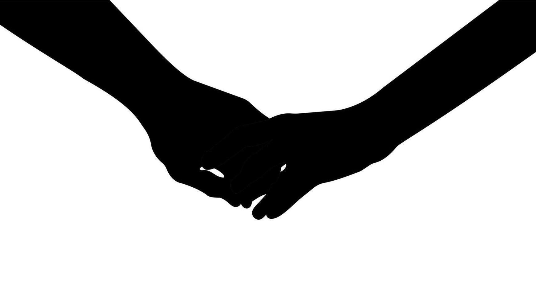 Silhouette of people holding hands vector