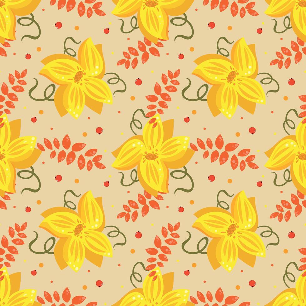 Yellow flowers pattern design vector
