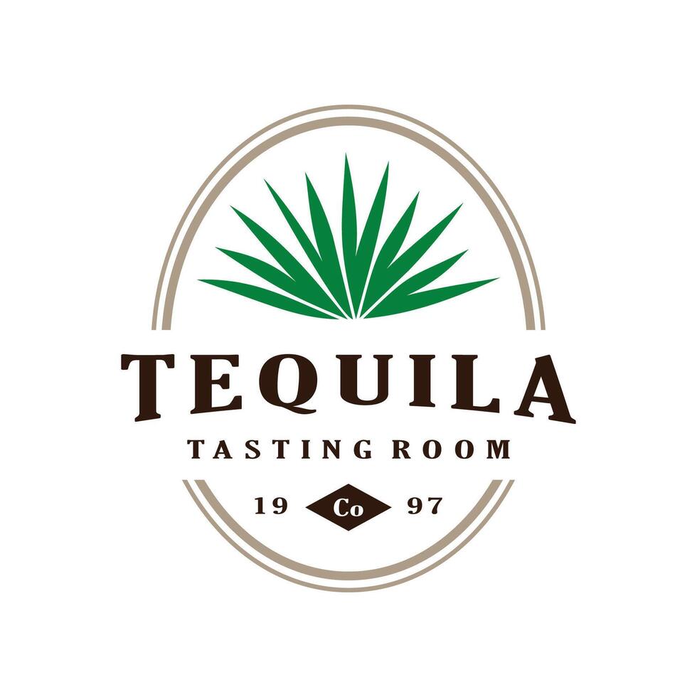 agave tequila vintage logo design stock template illustration vector