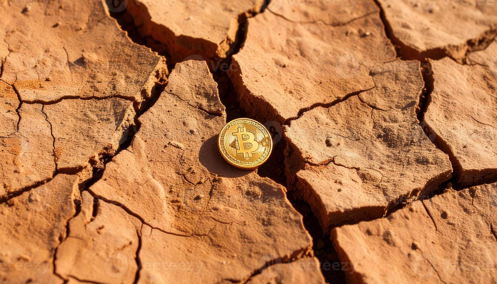 Cracked Earth With Antique Coin photo