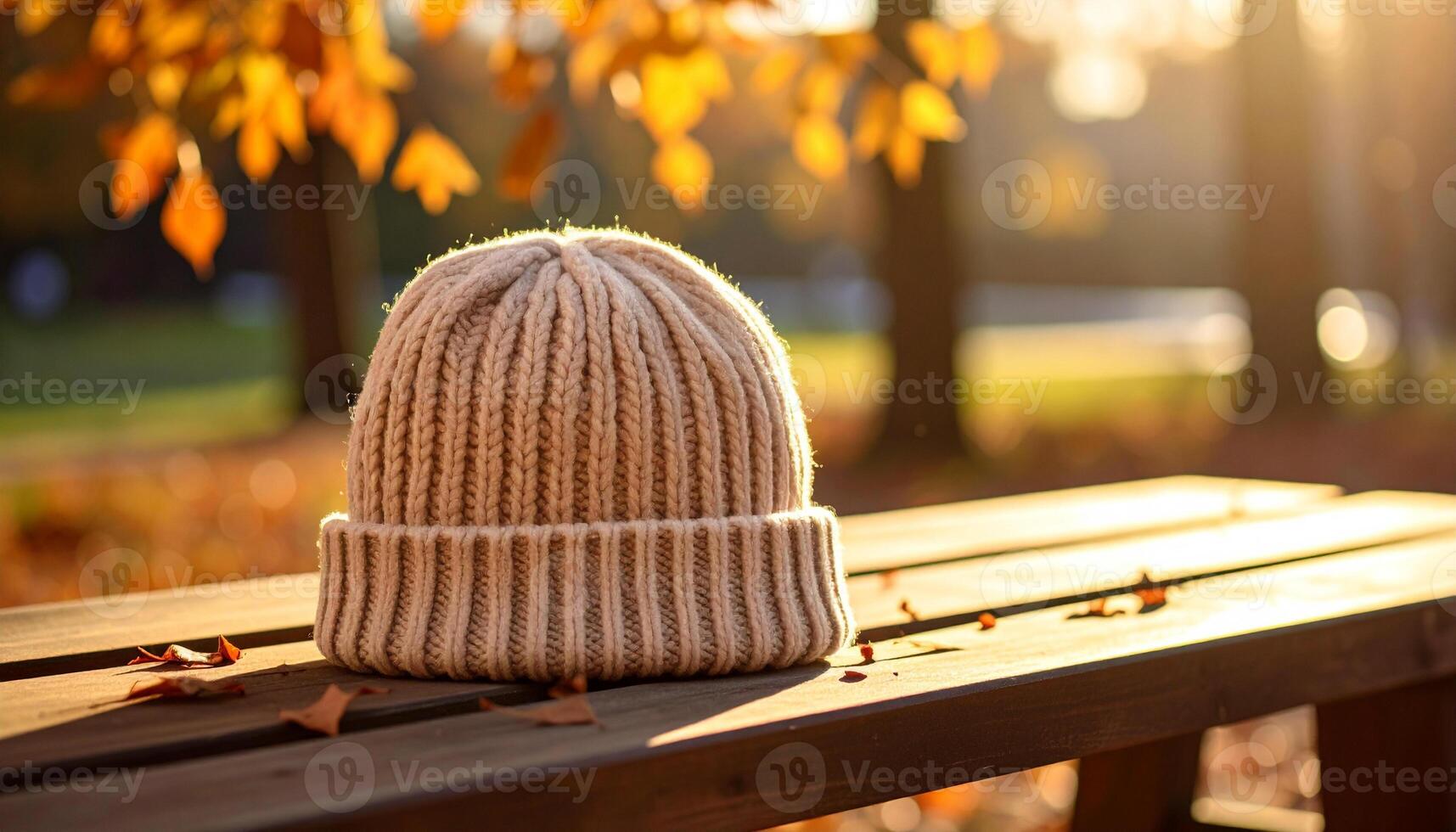 Knit Beanie with Leaf Shadows photo