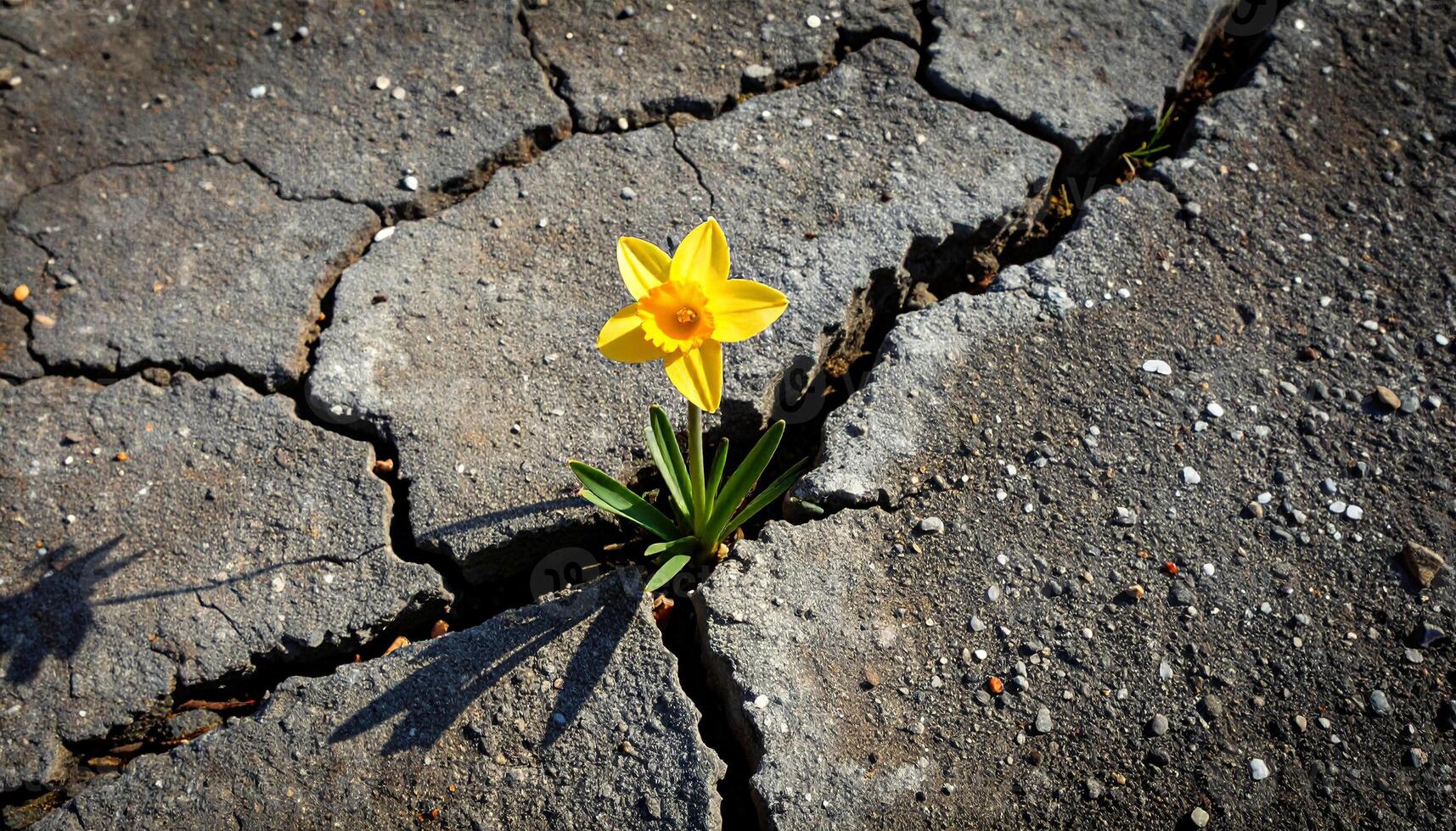 Daffodil Through Pavement photo