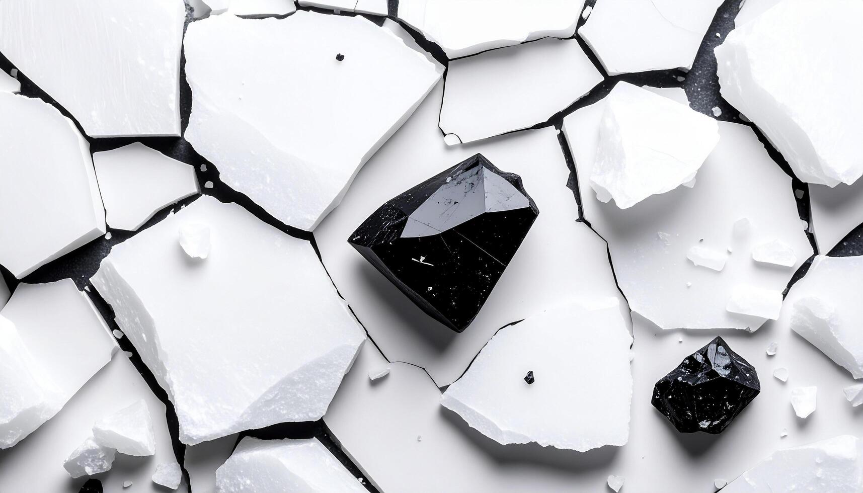 Floating Obsidian Shard Over Cracked Salt Flat photo