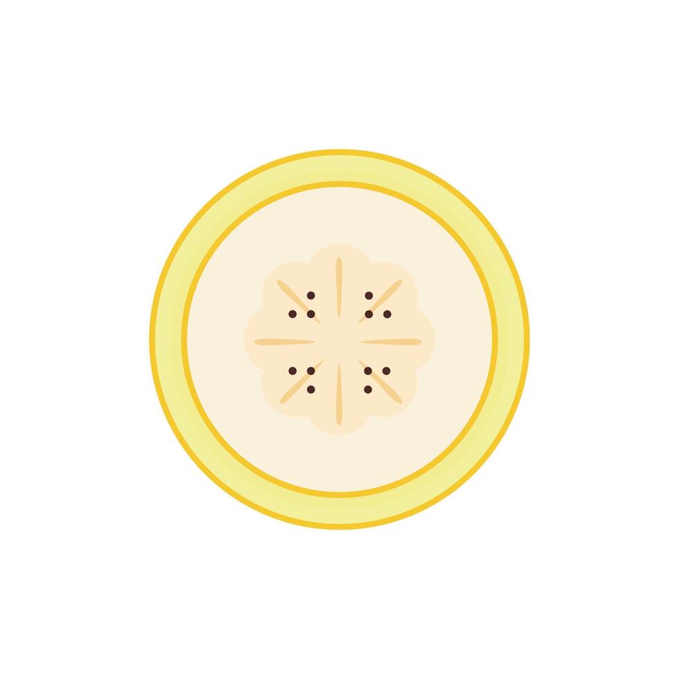Flat banana slice with seeds. Clean and minimal design. Great for breakfast packaging, healthy snacks branding, kids books, fruit menus, and educational materials. vector