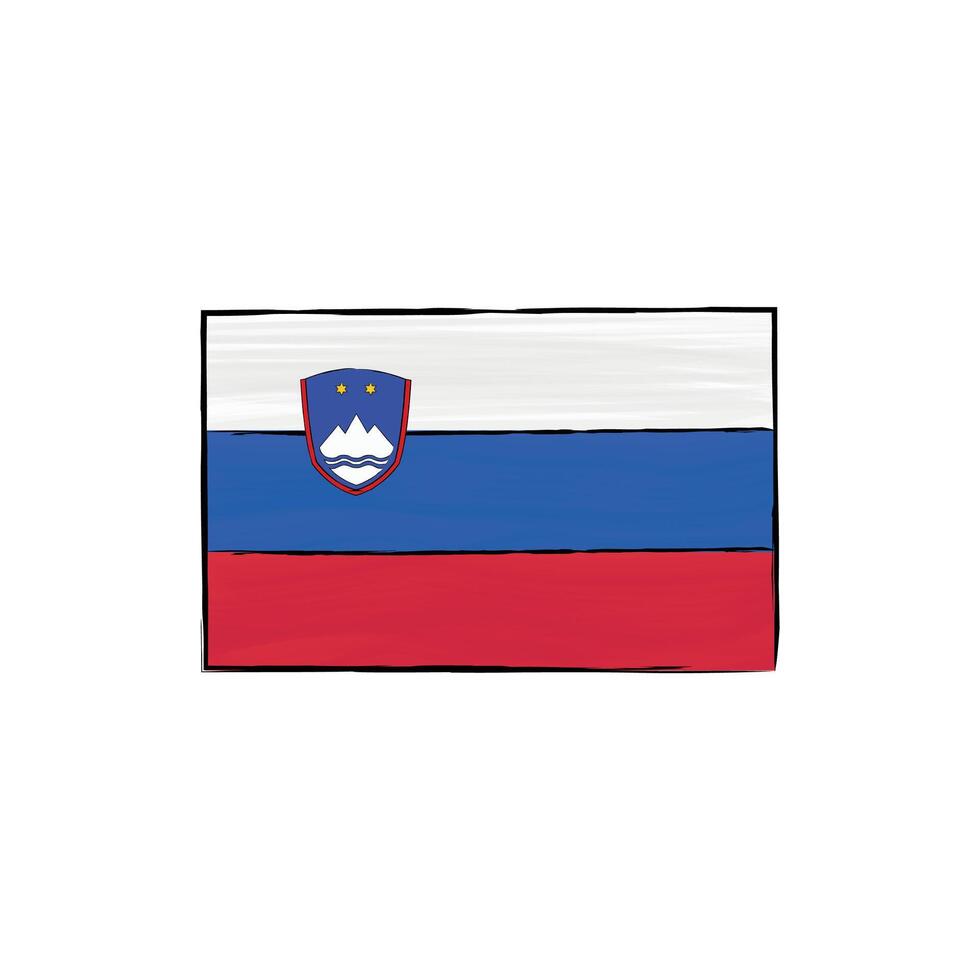 Hand-drawn outline of the Slovenian flag. Ideal for educational materials, banners, political infographics, and presentations on EU countries. vector