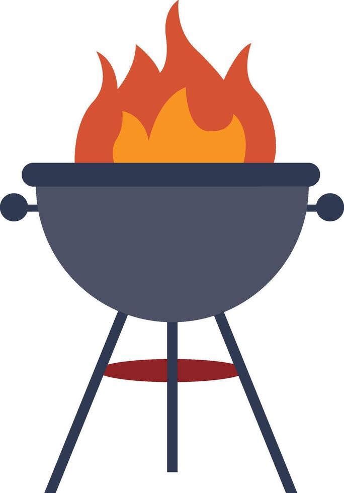 Kettle Grill Icon Summertime Barbecue Cooking, barbeque grill with flame, Illustration vector