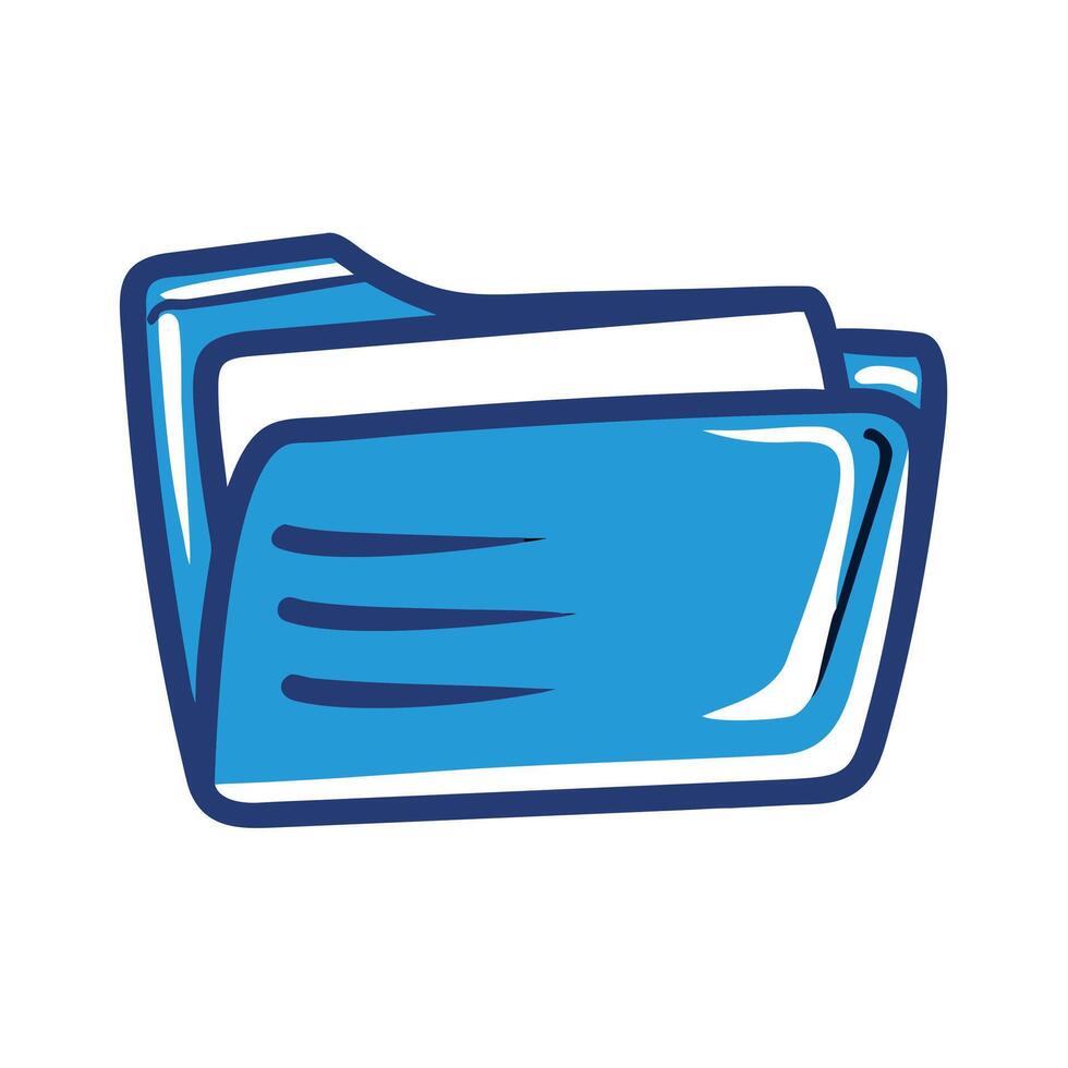 Blue folder with documents isolated on white background vector