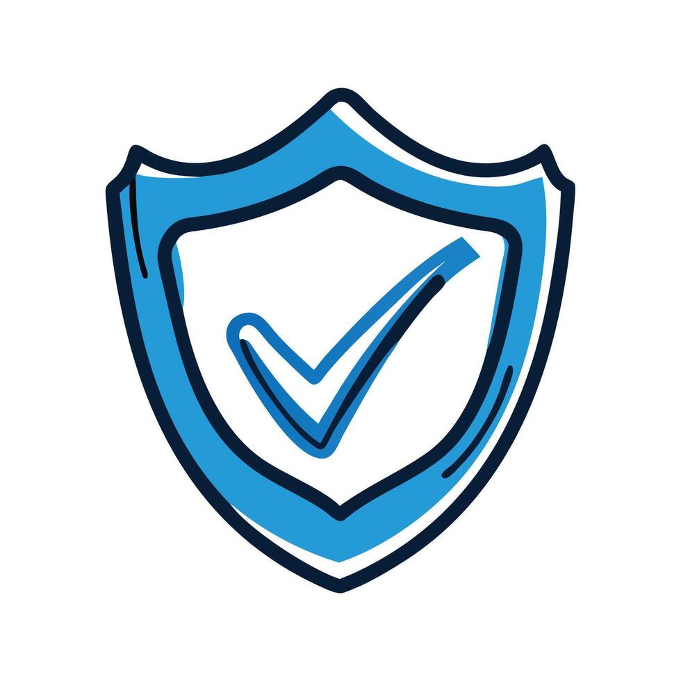 Illustration of a shield with a check mark isolated on white background vector