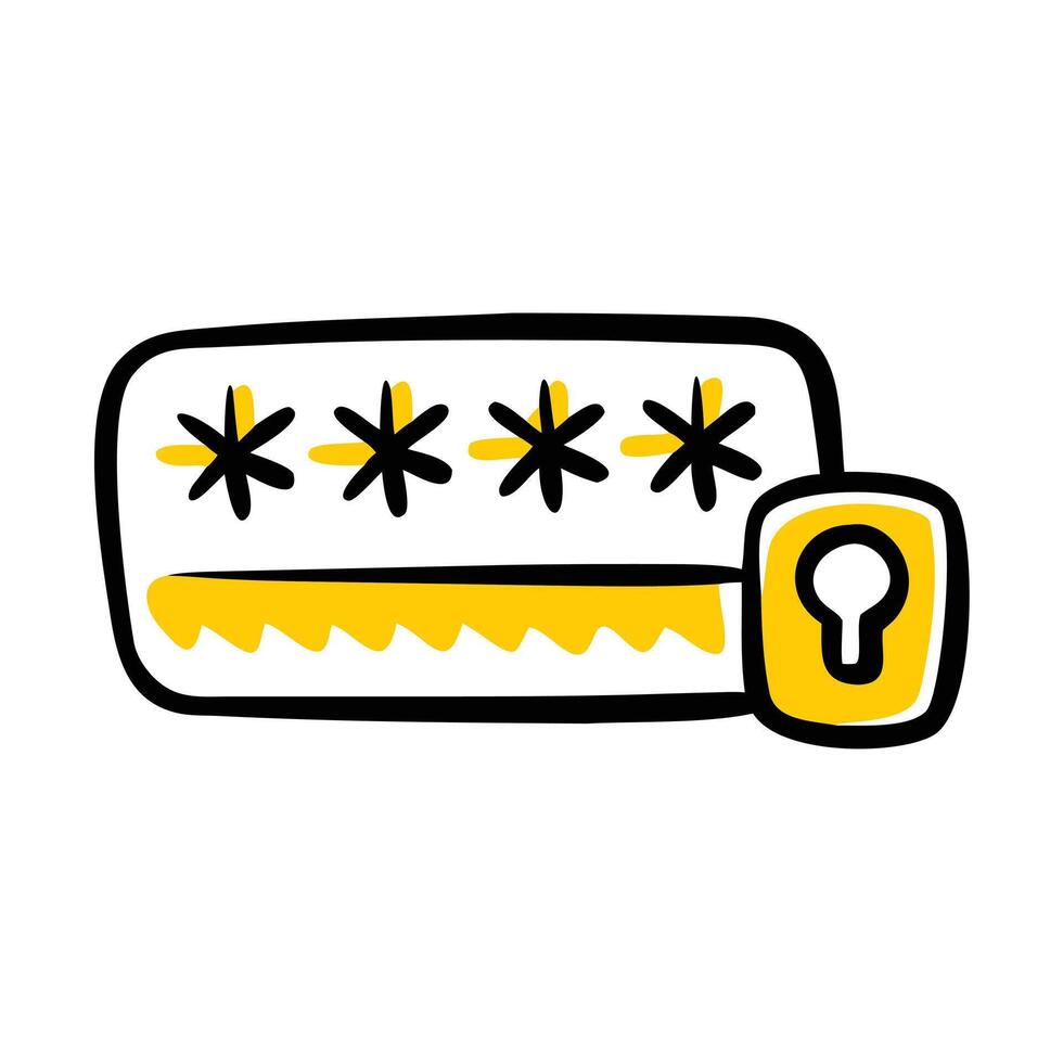 A yellow password box with lock isolated on white background vector