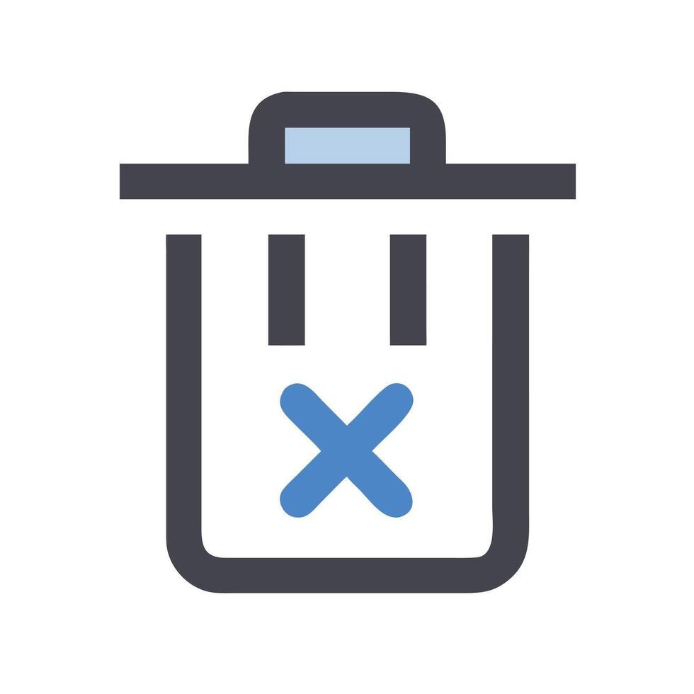 A trash can icon with a blue x is isolated on white background vector