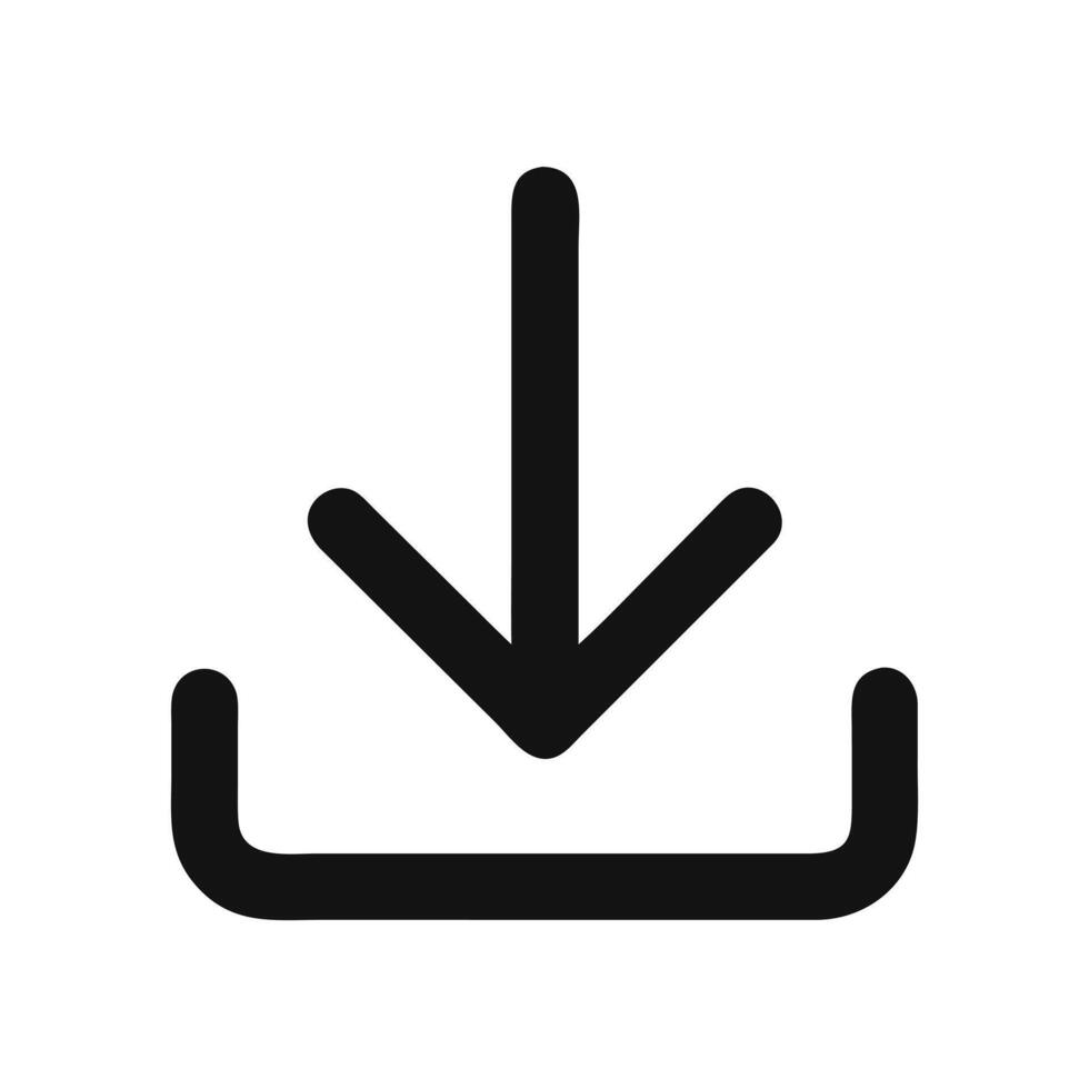 A simple download icon with an arrow isolated on white background vector