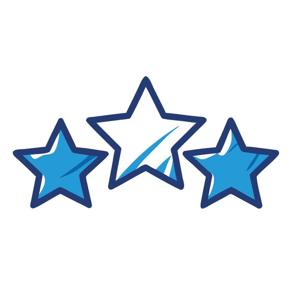 Three stars represent a rating or review isolated on white background vector