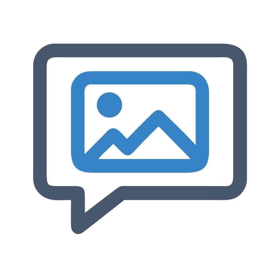 A chat bubble with image icon isolated on white background for messaging vector