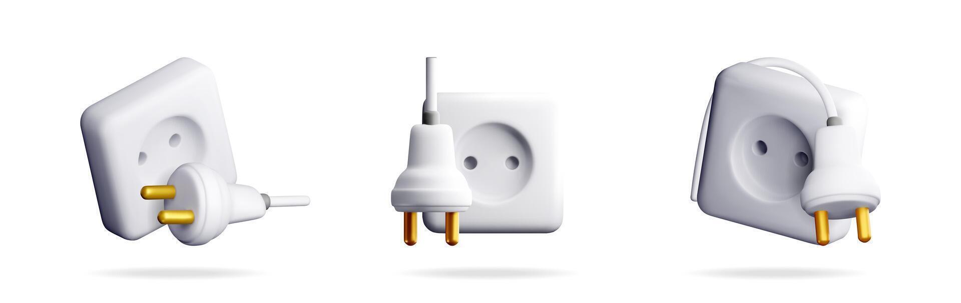 Electrical power plugs and sockets vector