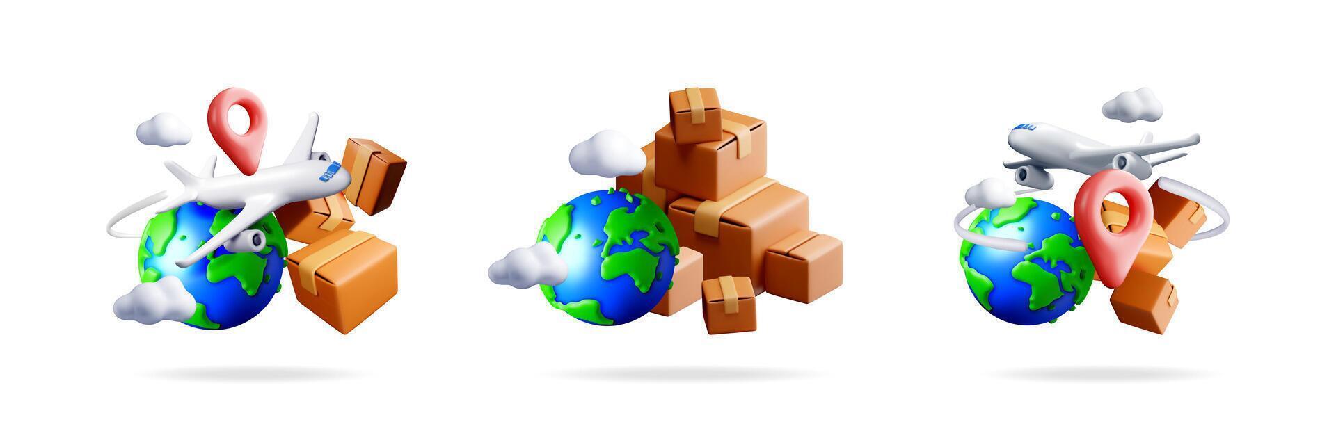Logistics and shipping illustration with globe vector