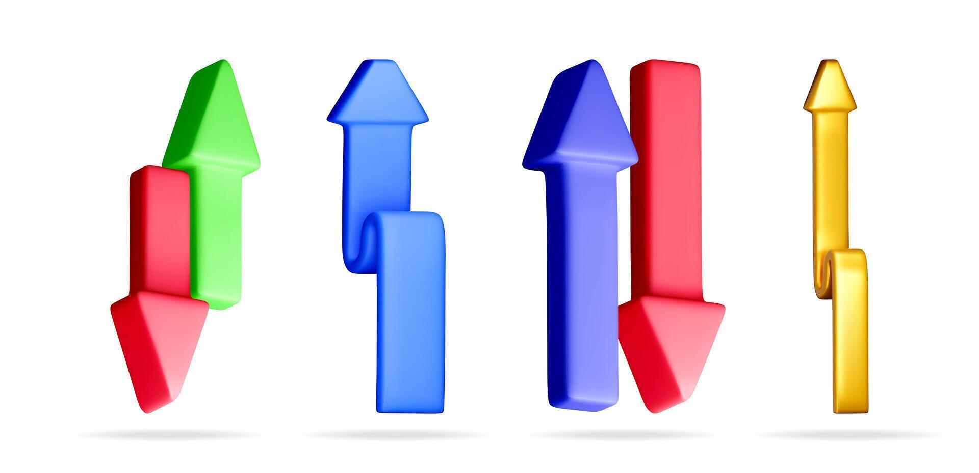 Colorful arrows indicating up and down trends vector