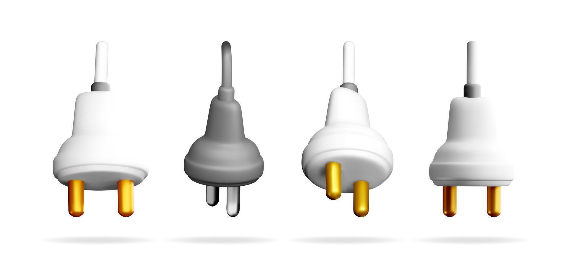 Various electrical plug designs vector