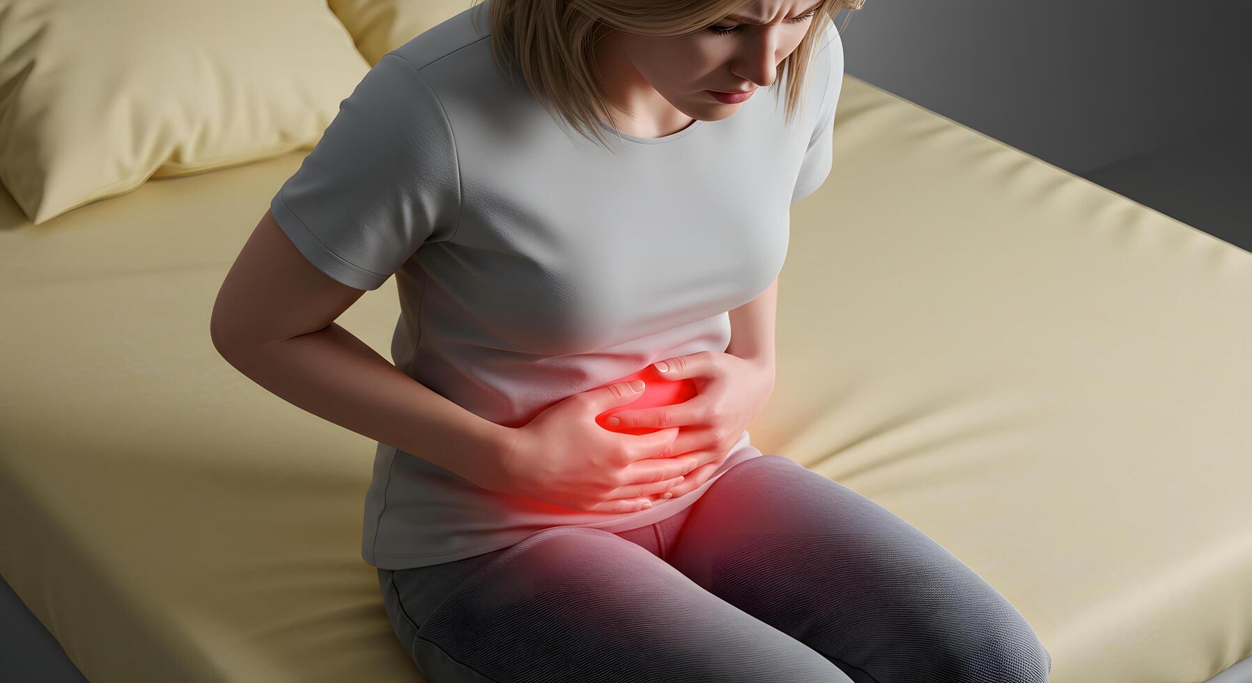 Stomach Pain Illustration Person Holding Abdomen photo