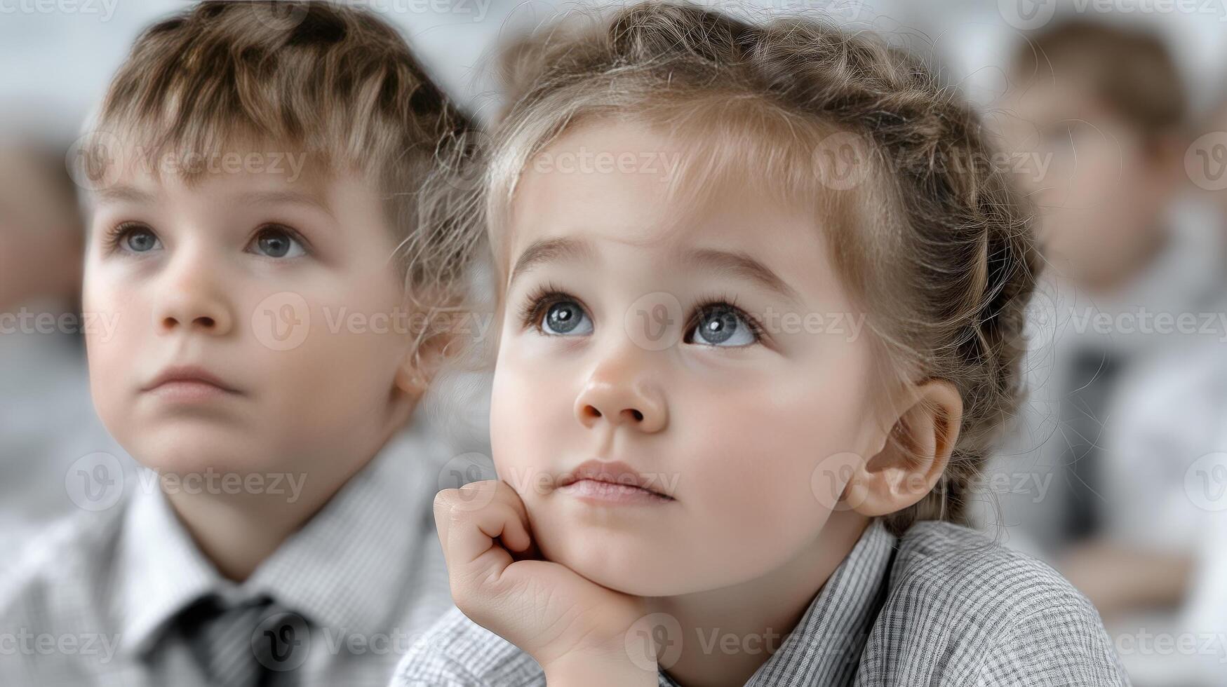 Students engage attentively during a lesson in a classroom setting photo