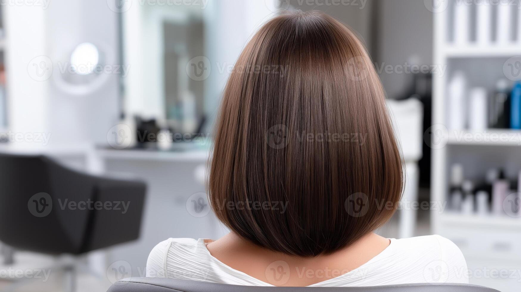 Woman receiving hair care treatment in a modern salon environment photo