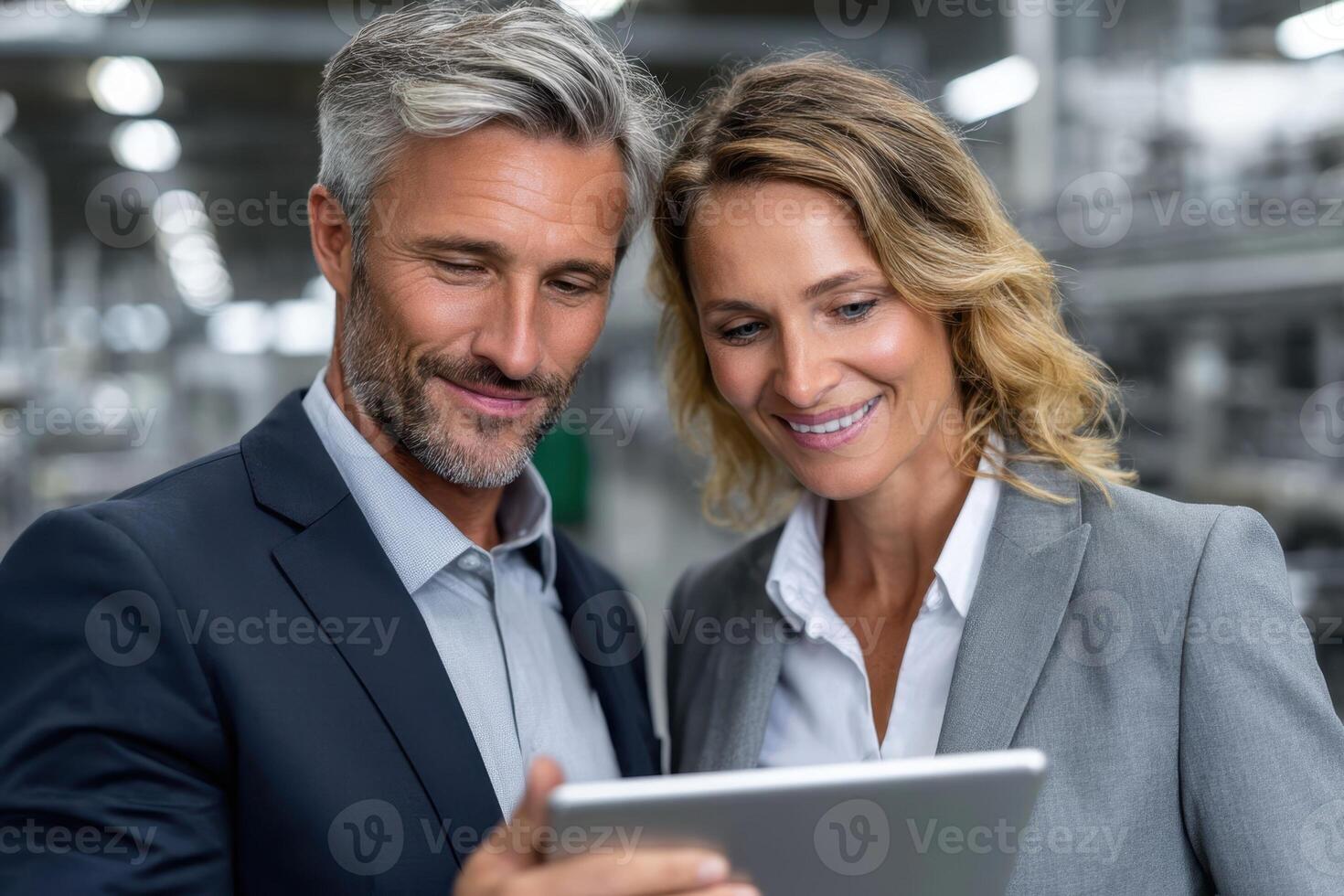 Business professionals collaborating in a modern workspace while photo
