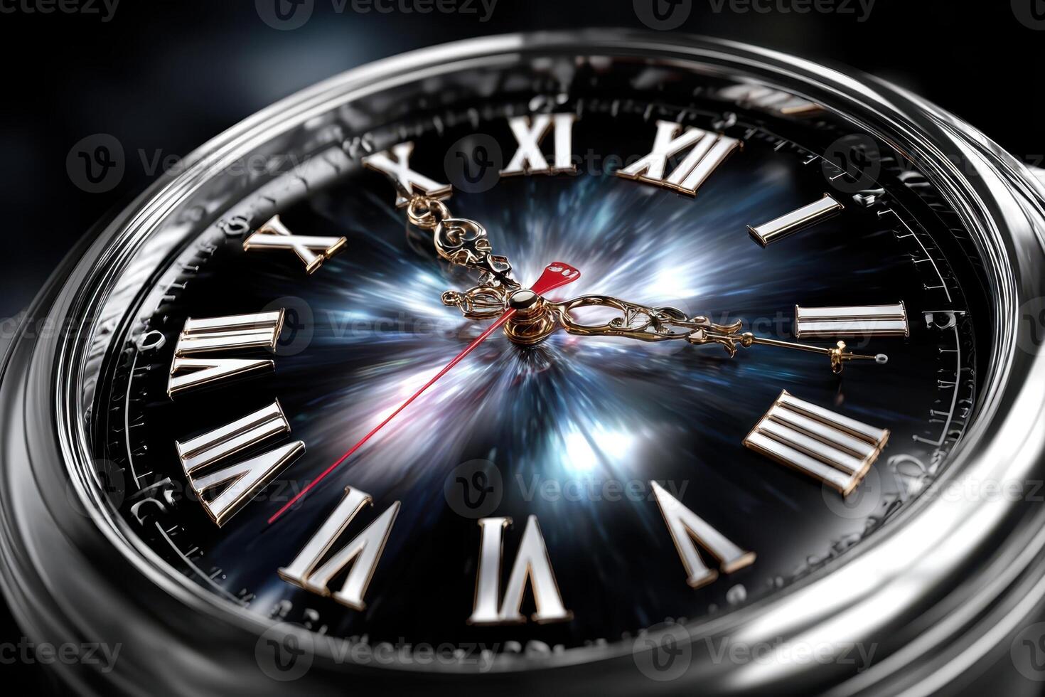 Intricate details of a luxury watch showcasing a cosmic backgrou photo