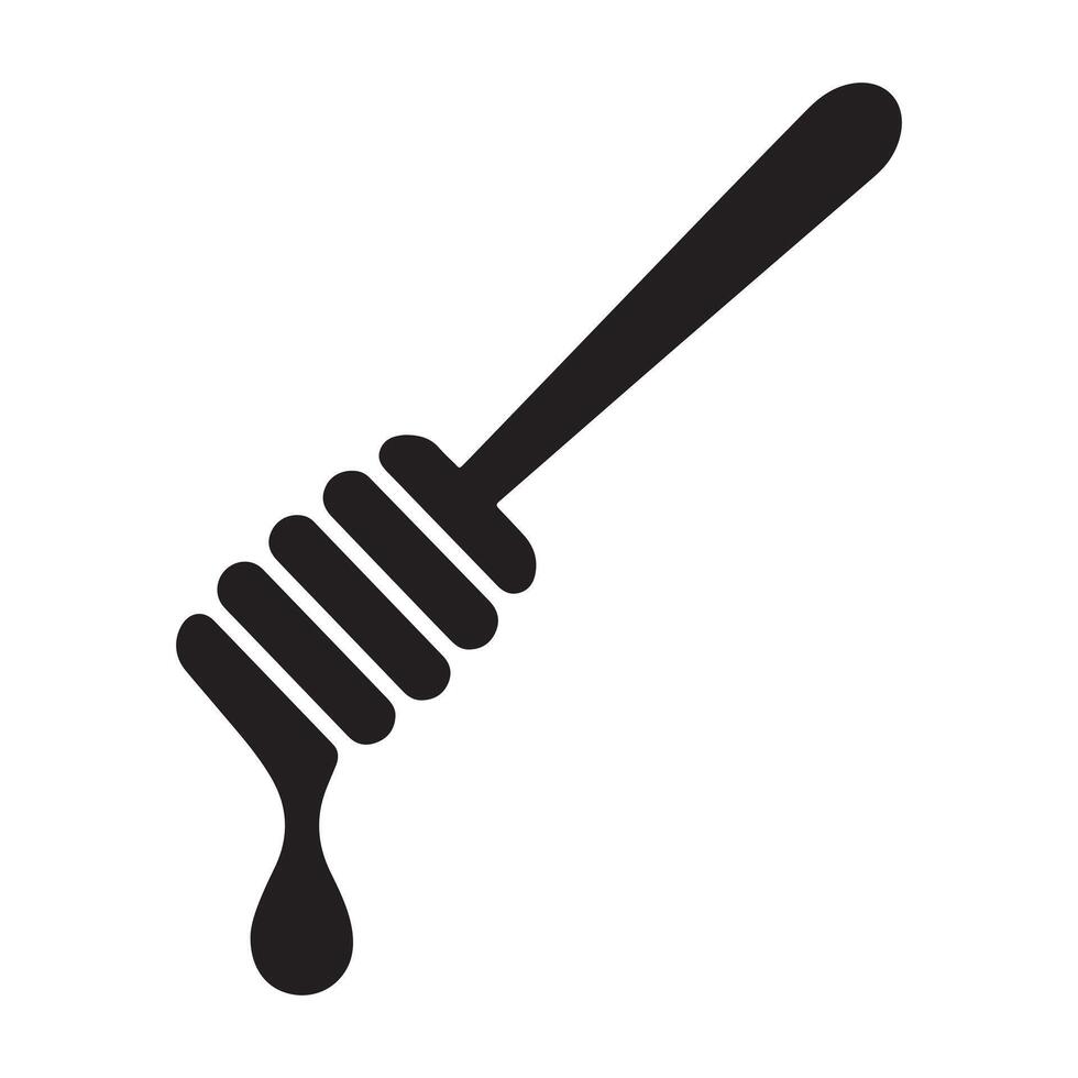 Black silhouette of a honey dipper with dripping honey isolated on white background vector