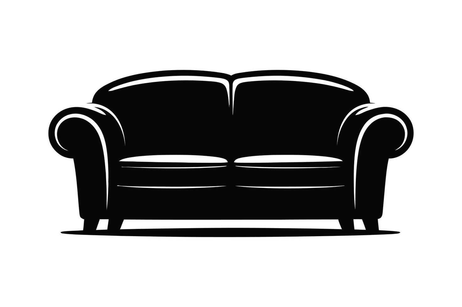 Classic black silhouette of a two seater sofa vector