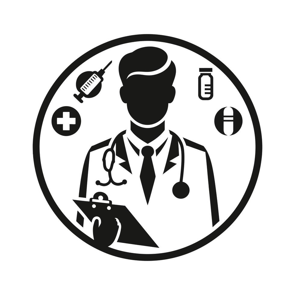 Doctor icon with medical symbols vector