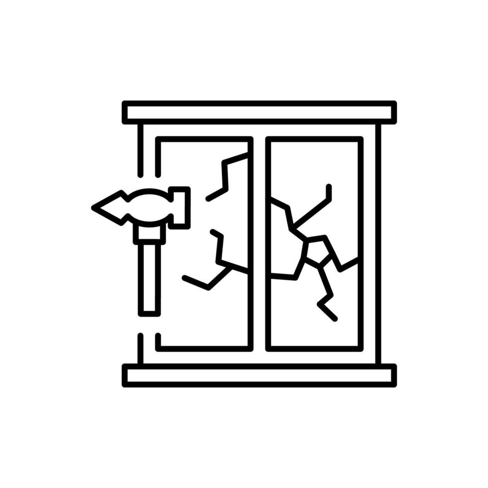 Broken Window Outline Linear Image for Graphic and Web Design, Apps, Adverts, Various Cards vector