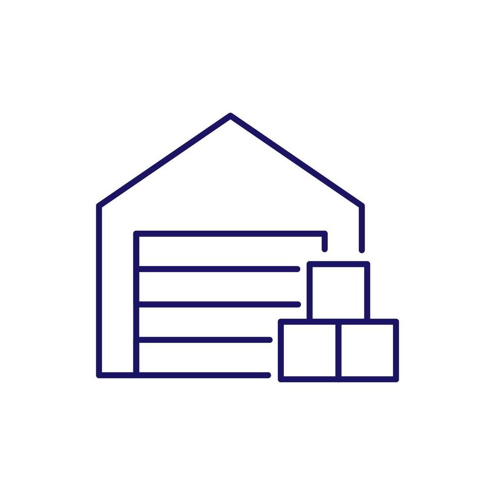 Boxes by Warehouse Outline Sign for Graphic and Web Design, Apps, Adverts, Various Cards vector
