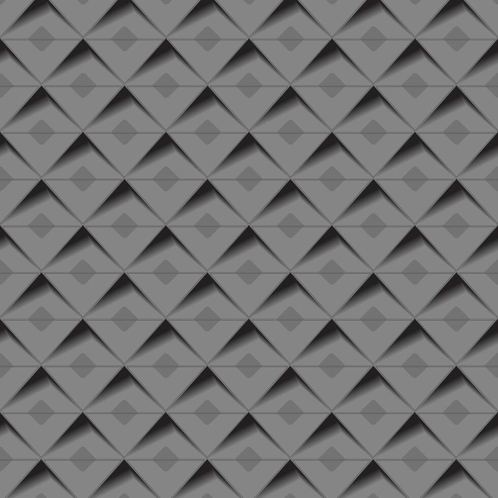 Seamless dark geometric diamond pattern with 3D effect. Ideal for modern, industrial, or tech-themed backgrounds and surfaces. vector