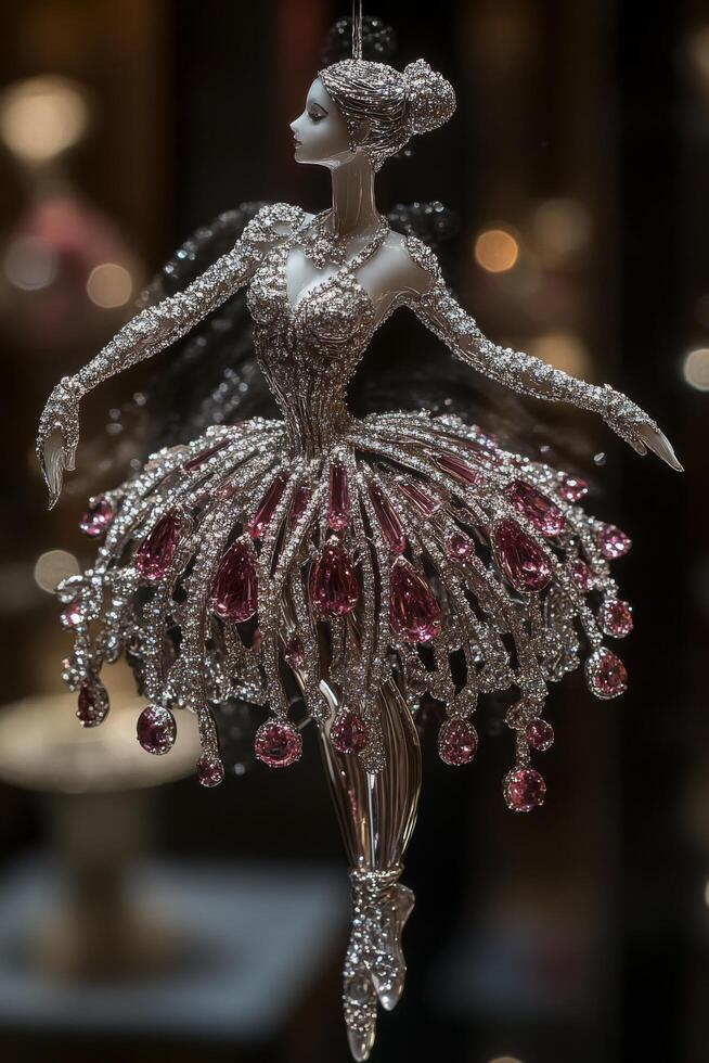 Stunning ballerina brooch adorned with sparkling gems and intricate design highlights elegance and artistry of fine jewelry crafted for collectors and fashion enthusiasts alike photo