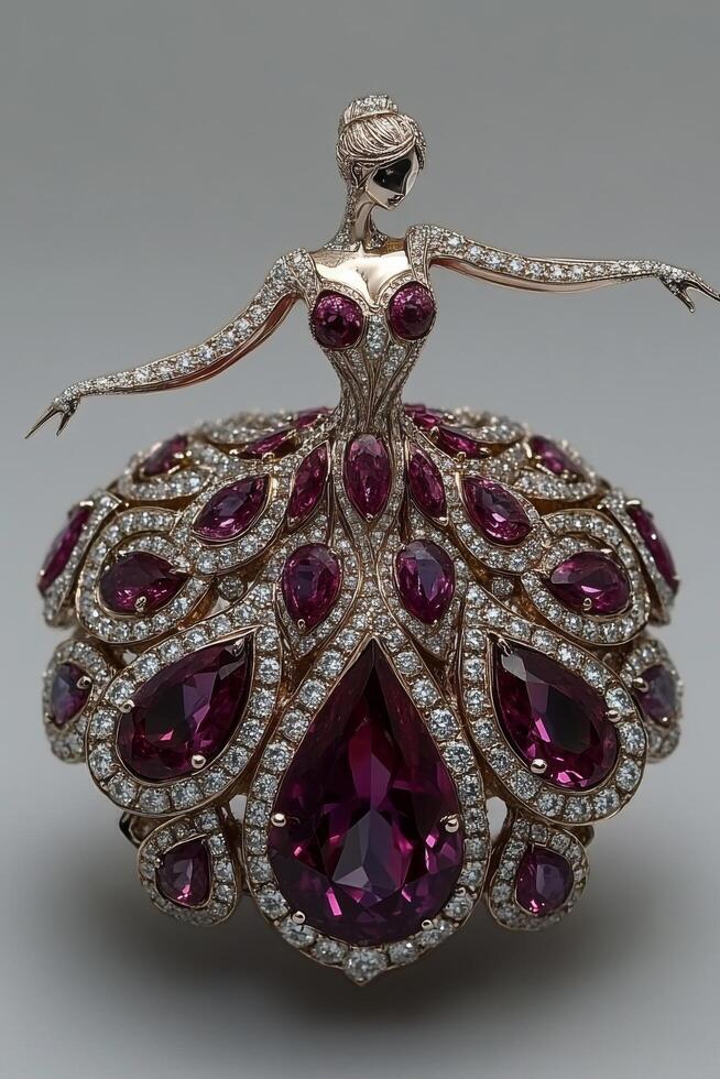 Ballerina brooch adorned with colorful gems and intricate designs showcasing elegance and artistry, perfect for jewelry lovers and collectors who appreciate fine craftsmanship in accessories photo