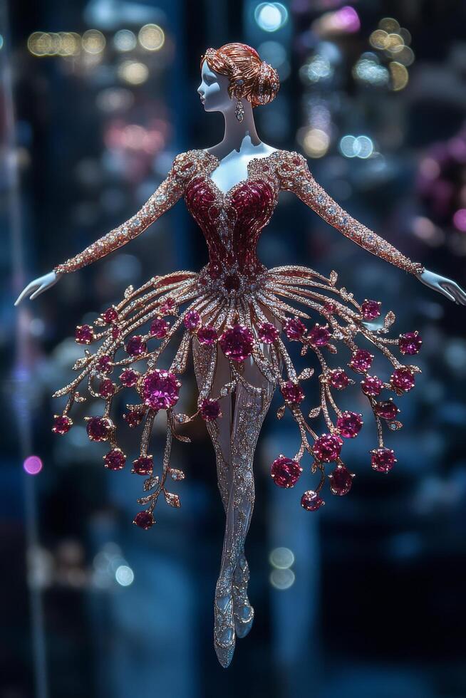 Elegant ballerina brooch adorned with vibrant gems showcasing mesmerizing details and craftsmanship, perfect for jewelry enthusiasts seeking exquisite collectibles photo