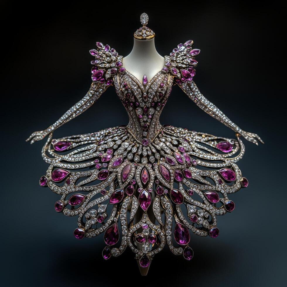 Exquisite ballerina brooch adorned with vibrant gems highlights intricate craftsmanship and artistry found in jewelry design, showcasing beauty and elegance in wearable art forms photo