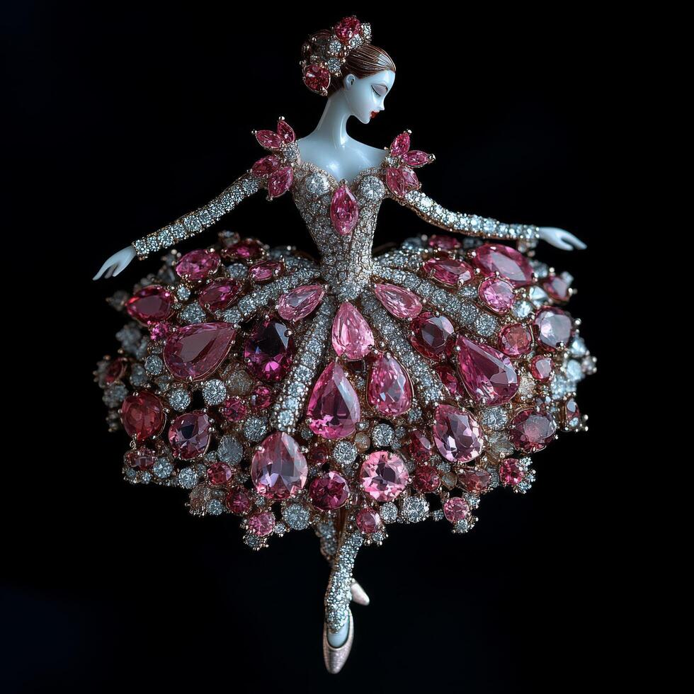 Ballerina brooch adorned with vibrant gems showcasing exquisite craftsmanship, perfect for jewelry enthusiasts and collectors who appreciate unique accessories celebrating elegance and grace photo