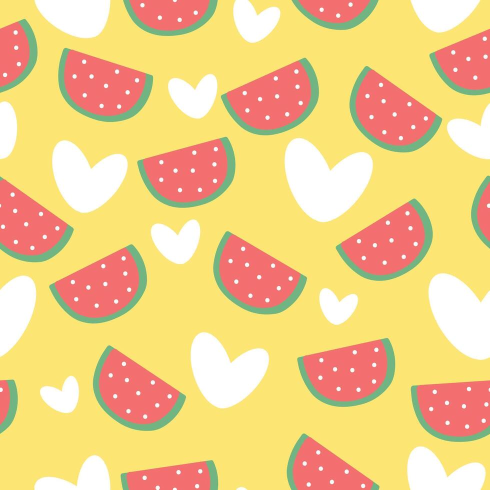 Seamless pattern cartoon watermelon character. cute fruit character for kids, textile, gift wrapaper vector