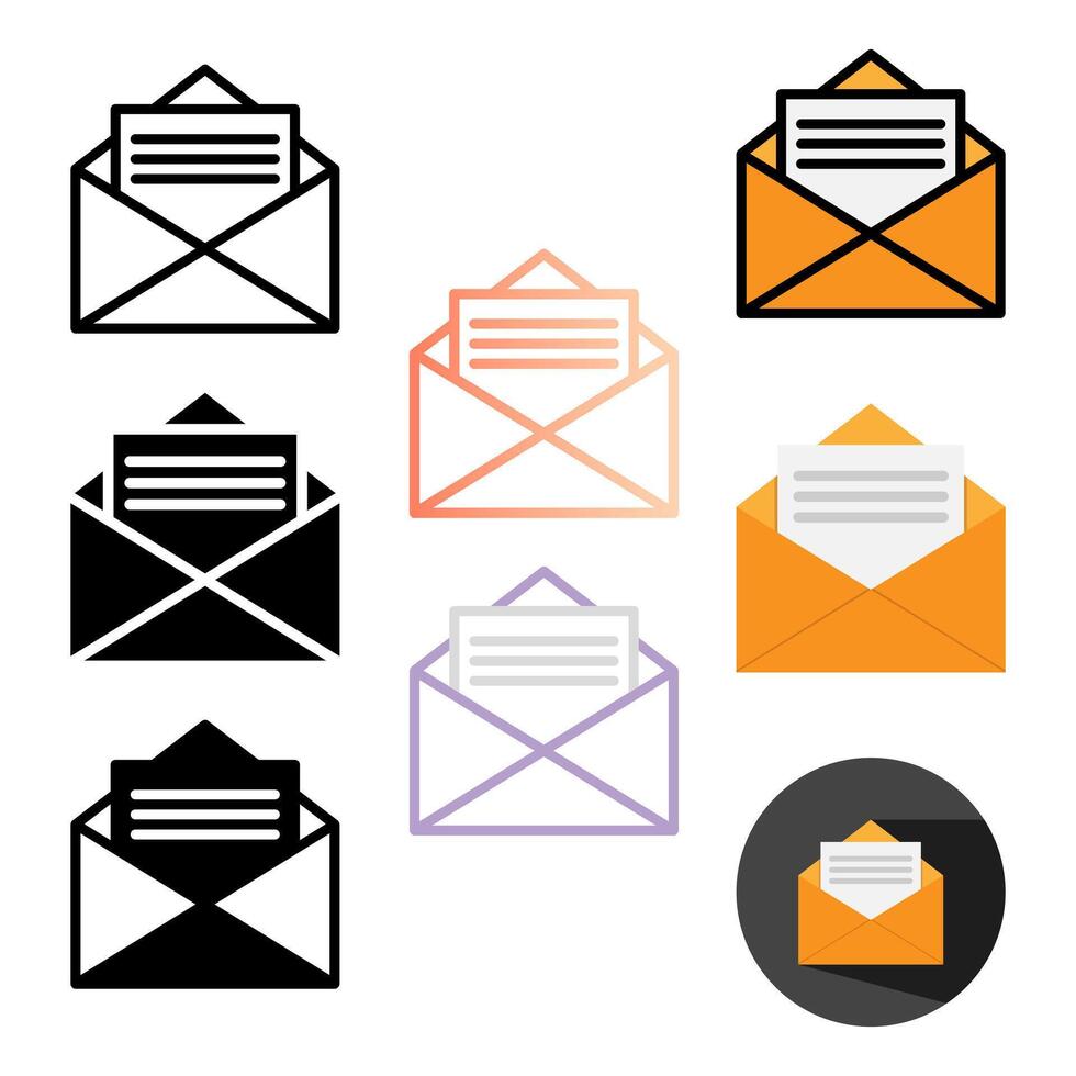 Set Envelope Icon. Editable Stroke. Can be used for website UI and mobile applications. vector