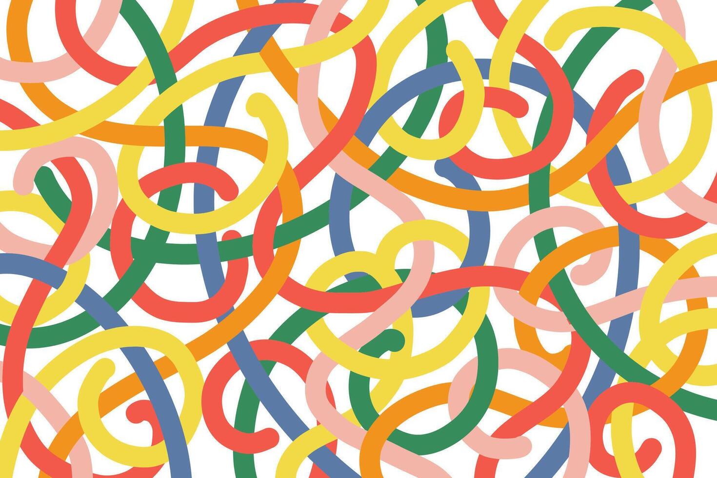 Fun colorful doodle line pattern on white background. Creative backdrop, trendy design with basic shapes. vector