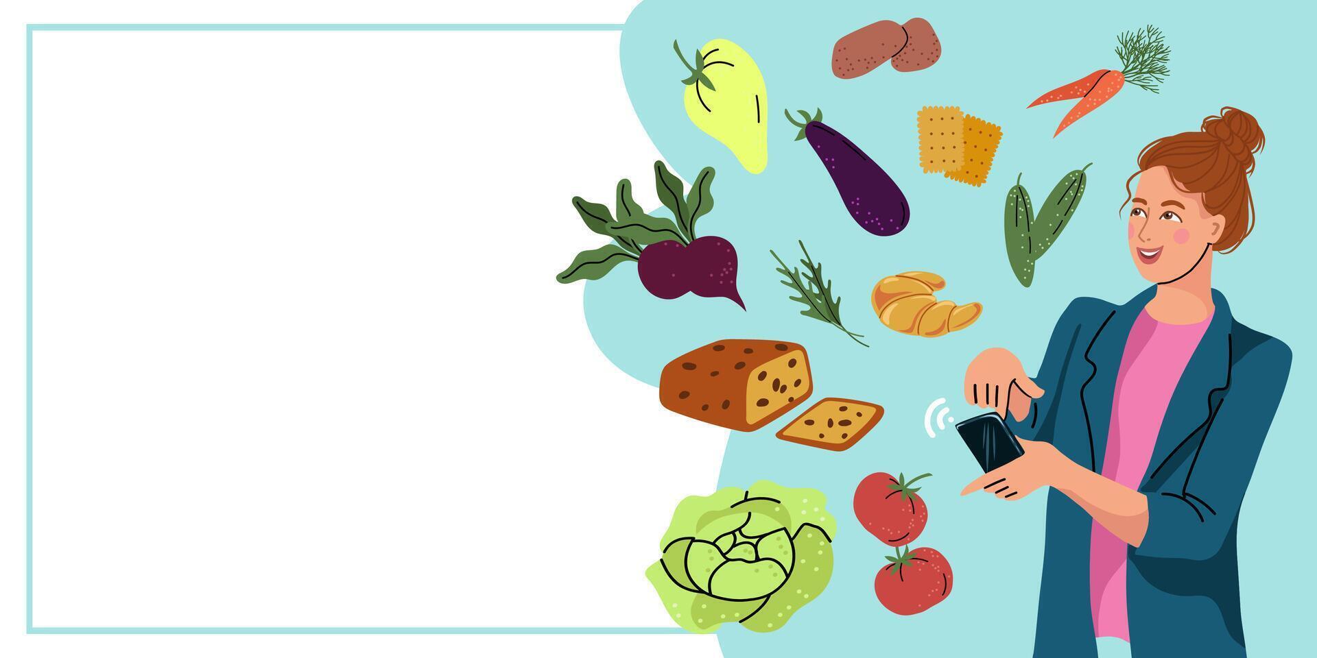 Woman cooking with fresh ingredients vector