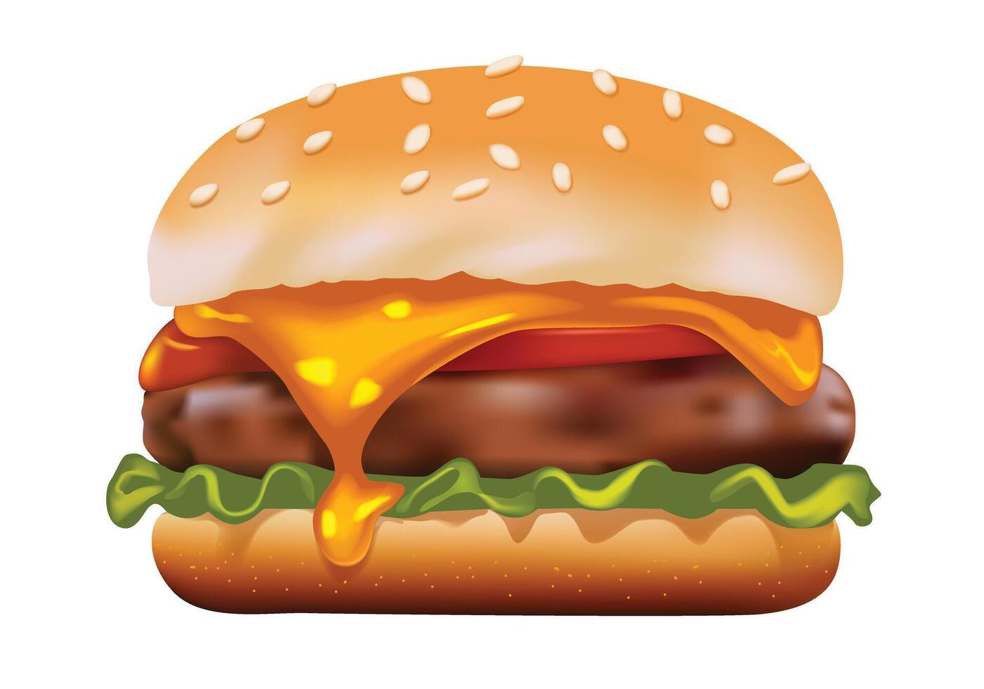 Cheeseburger with melted cheese and lettuce vector