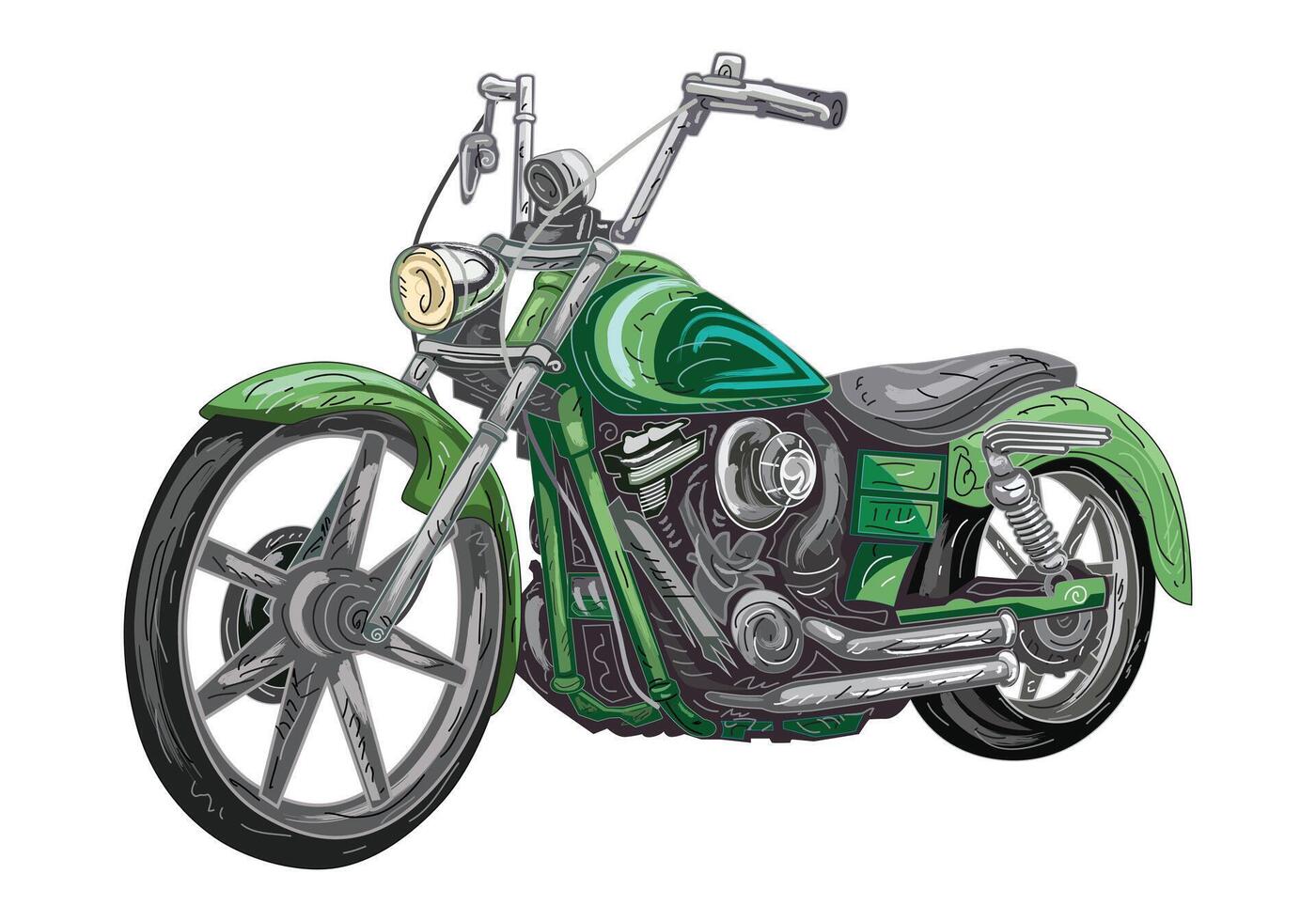 Stylish green motorcycle illustration vector