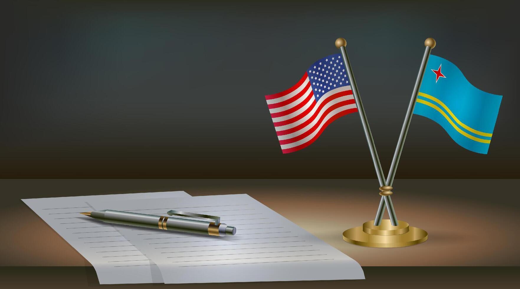 Flags on a table with a pen vector