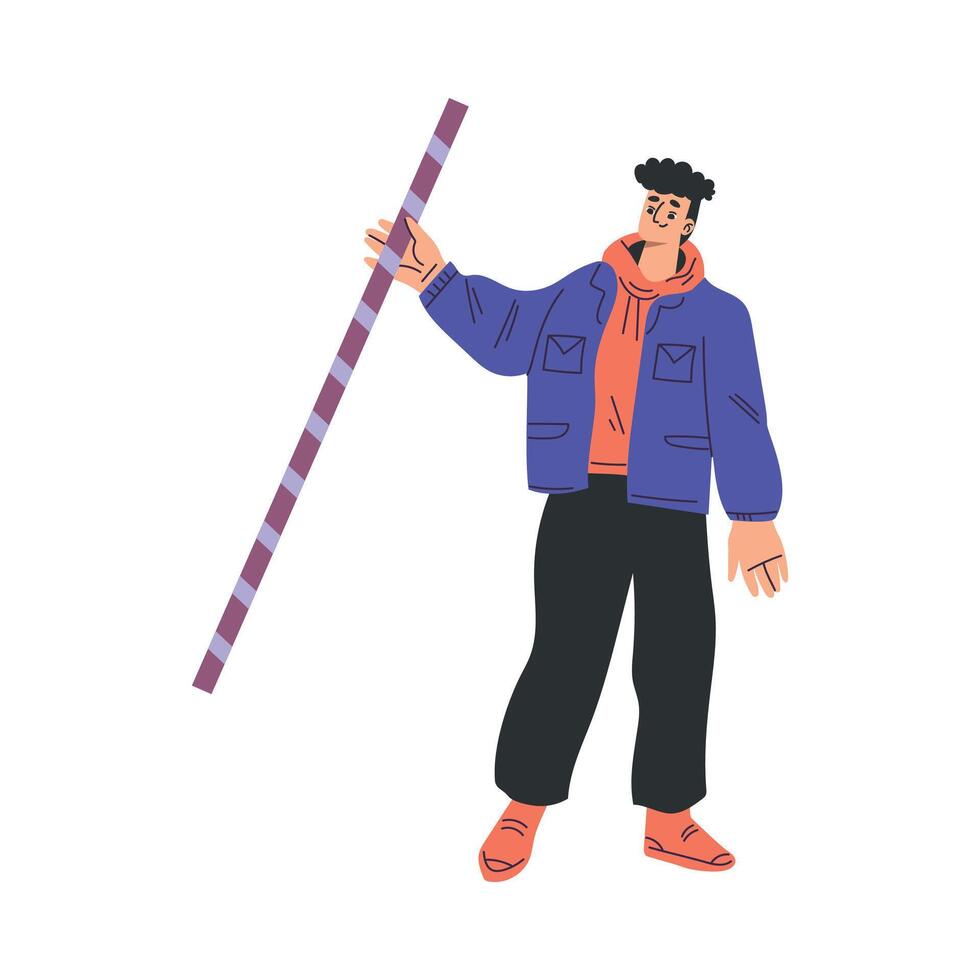 Man Character with Big Cocktail Straw Illustration vector