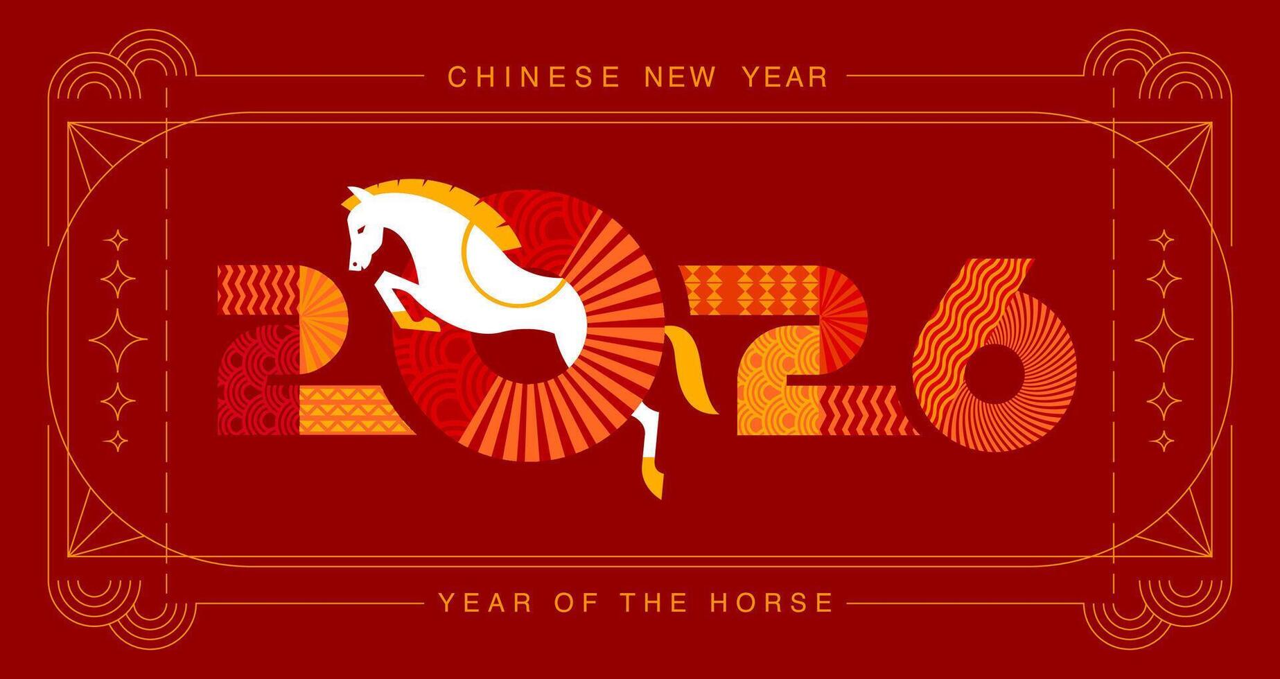 Chinese New Year 2026 ,typography geometric shape vector